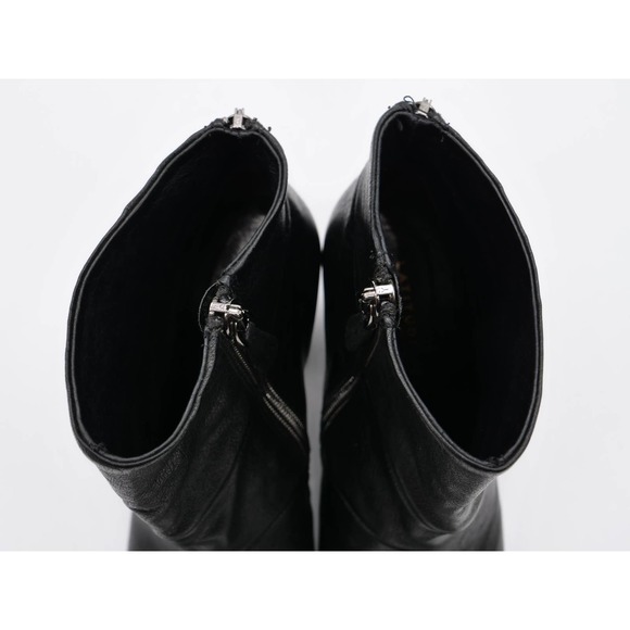 Latitude Femme Ankle Boots Womens 7 Black Leather Cap Toe Zip Heeled Booties - Picture 8 of 12